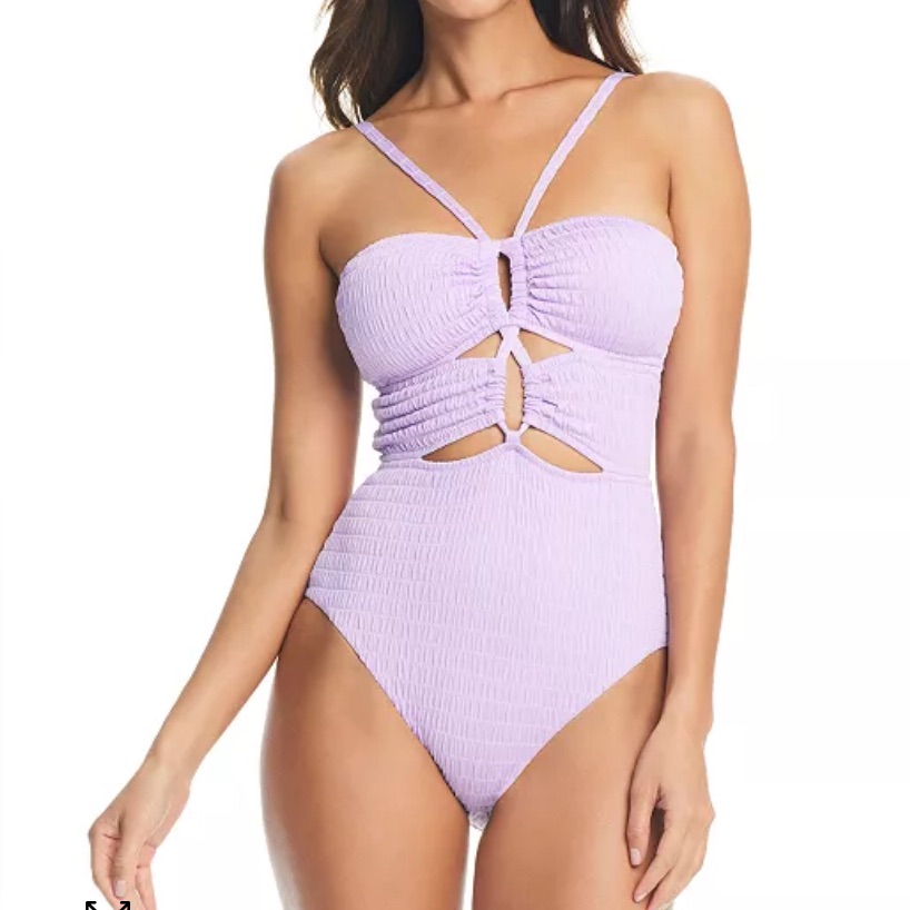 Nwt Bar Ill Pucker Up Textured Keyhole Cutout Swimsuit Sz M
